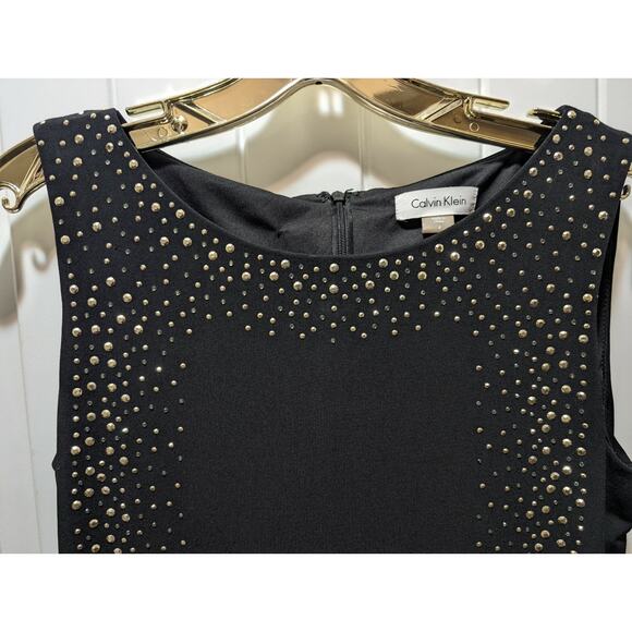 Calvin Klein Sparkling Embellished Sheath Black Dress Size 4 Stretch Cocktail - Picture 6 of 12